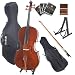 Cecilio 4/4CCO-300 Rosewood Fitted Solid Wood Cello with Hard and Soft Case, Bow, Rosin, Bridge, Strings and Stand (Full Size)