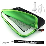 Slim High Quality Durable Glove Sleeve Case with extra pocket Custom Made For Barnes & Noble Nook eBook Reader + Includes a 4-Inch eBigvalue Determination Hand Strap + Easy Travel Car Charger
