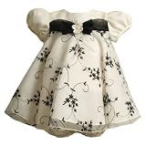 Size-3/6M BNJ-3573B 2-Piece BLACK WHITE ORGANZA EMBROIDERED TRAPEZE Special Occasion Wedding Flower Girl Party Dress,B03573 Bonnie Jean Baby/NEWBORN
