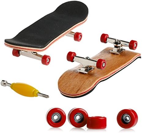 AKBOK Mini Wooden Deck Fingerboard Skateboard For Kids Teens Gift Red