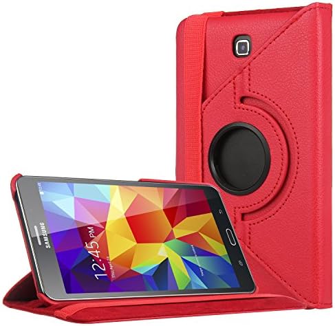 Morli Samsung Galaxy Tab 4 7.0 Case Multi Function PU Leather 360 Degree Rotating Smart Case Cover with Auto Sleep/Wake Feature for Samsung Galaxy Tab 4 7" 7 inch (Red)