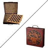 EXP Handmade Antiqued Leather Chinese Dragon Chess Set