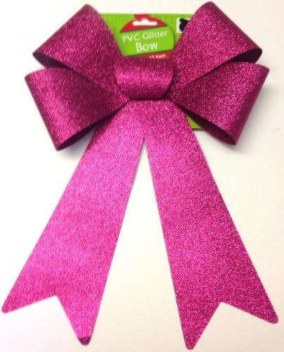 Medium Pink PVC Christmas / Gift Glitter Bow 9" x 15"