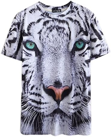 Toshoo 3D Print Pattern Big White Tiger's Face Men's T-Shirt M