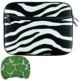 Universal Soft Sleeve Pouch for Apple iPad Wifi, 3G, 8 – 10″ Netbook Laptop – Exotic Safari Black White Zebra Print with Double Zipper