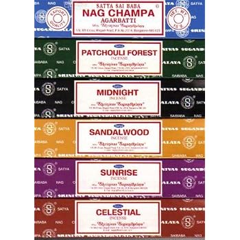 Set A Shopping Price Drop Alert For Set of 6 x 15g Boxes Incense Nag Champa Sunrise Sandalwood Midnight Patchouli Celestial