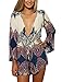 PAKULA® Women's Deep V Neck Casual Romper Bohemian Style Short Jumpsuit