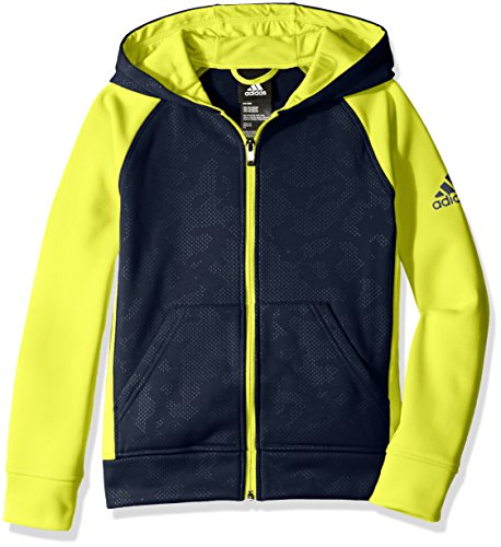 adidas Boys' Big Boys' Beeeezy Full Zip Hoodie, Collegiate Navy/Shock Slime, Small/8