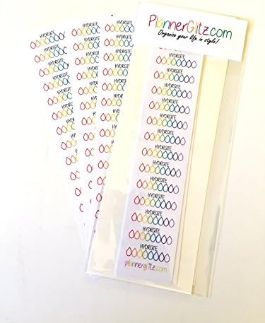 Planner Glitz 4 Sheets Decorative Planner Stickers - Hydrate - Water Drops, Multicolored