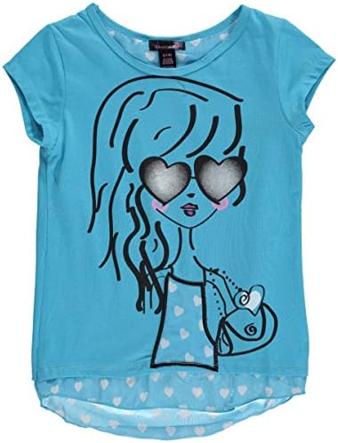 Dream Star Big Girls' "Heart Glasses" Top - blue, 14
