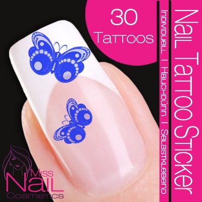 Nail Tattoo Sticker Schmetterling - blau Preisvergleich