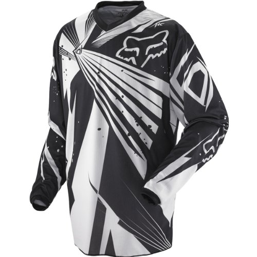 Fox Racing PeeWee HC Undertow Youth Boys MX/Off-Road/Dirt Bike Motorcycle Jersey w/ Free B&F Heart Sticker Bundle - Black / Medium