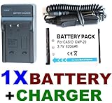 NP-20 Li-Ion Battery and AC Wall Charger + Car Charger for Casio Digital Ca ....