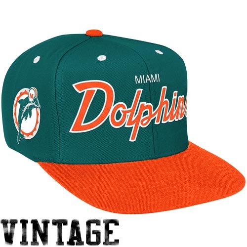 Mitchell & Ness Miami Dolphins 2 Tone Script Snapback Hat Adjustable