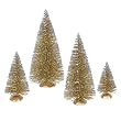 Set of 4 Whimsical Gold Glitter Artificial Mini Village Christmas Trees - Unlit