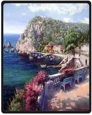 Creative Fashion Warm Cozy Soft Fleece Blanket 40" x 50" Inch, Watercolor Painting Rich Retro color Spain Costa Brava town Blanket Bed/Sofa Throw Fleece Blanket