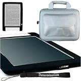 Amazon Kindle DX Combo: Black Silicon Skin With Gray Silver Kroo Cube Travel Carrying Pouch Case with Side Pocket + Includes a 4-Inch Determination Hand Strap