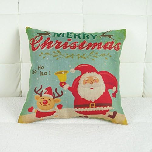 1pc Christmas Cotton Linen Mould Proof Throw Pillow Case Cover Home Decorative Pillowcase (Santa Claus Snowman)