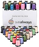 Polyester Embroidery Machine Thread Set (40 Spools, 500m Each) by SMB Always