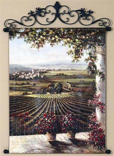 Hand Painted Oil Painting with Metal Frame in Vineyard Theme