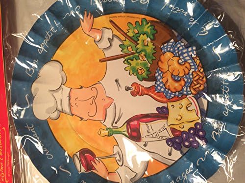 Fat Chef French Chef Printed Paper Trays Tracy Flickinger Set of 3 Serving Disposable French Cuisine Theme