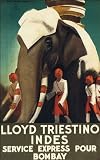 LLOYD TRIESTINO SERVICE EXPRESS BOMBAY INDIA ELEPHANT SMALL VINTAGE POSTER CANVAS REPRO
