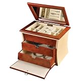 Walnut and Creme Distressed Finish Jewelry Box - Calypso - Jewelry Boxes by Mele - 00322F10