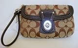 Authentic Coach Legacy Signature Capacity Flap Wristlet 41941 Khaki/Mahogany