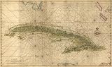 1639 LARGE BEAUTIFUL DUTCH MAP CUBA HAVANA