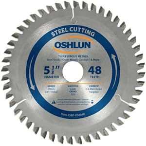 Oshlun SBF-054048 5-3 8-Inch 48 Tooth TCG Saw Blade with 20mm Arbor 5 8-Inch and 10mm Bushings for... by