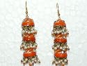 2 Orange Kundan Lakh Hand Made Earring Bellydance India