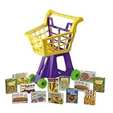 American Plastic Toy Shopping Cart with Play Food