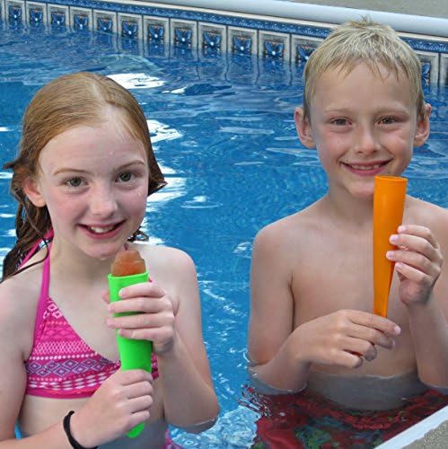 PopCreations Silicone Popsicle Molds - Set of 6 Ice Pop Makers - Guide With 50 Recipes By Email