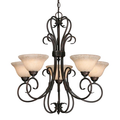 Golden Lighting 8606-5 RBZ Homestead Five Light Chandelier, Rubbed Bronze Finish