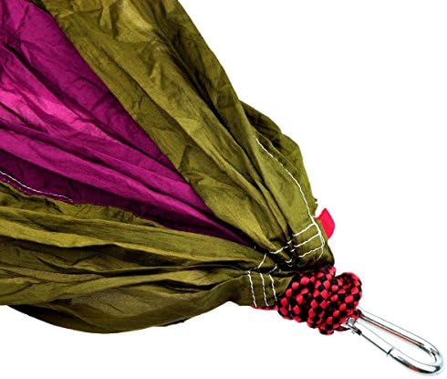 UniqueVC® Portable Parachute Nylon Fabric Travel Camping Hammock For Outdoor Camping Travel（Purple and Green）