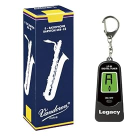 Vandoren Bari Saxophone Reeds, Strength 2 , Box of 5 with BONUS Legacy LT-01 Keychain Tuner by 
