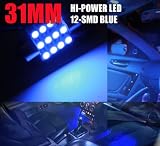 3021, 3022 (31mm~35mm) Festoon Dome Interior LED Light Bulbs(12-smd)blue