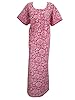 Womens Kaftans Caftans Pink Floral Nightgowns Cotton Lounger Boho Nighty Dress