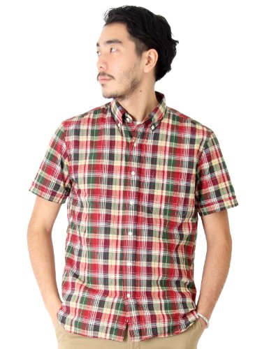 (ビームスプラス) BEAMS PLUS / インドマドラスチェック ボタンダウンシャツ 11010176139  ワイン S