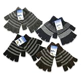 4 Pairs Kids Magic Fingerless Stretch Knit Winter Gloves Assorted Colors