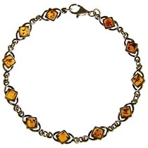 8" inch/20cm BALTIC AMBER AND STERLING SILVER 925 LADIES' DESIGNER COGNAC BRACELET JEWELLERY JEWELRY-B036