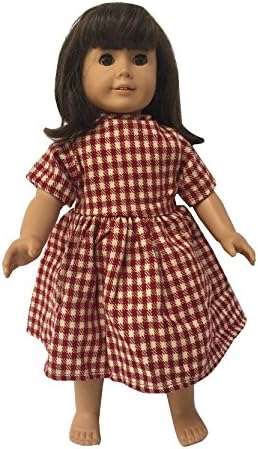 Glamerup: Joanne - Sweet Red Plaid Full-Skirt Doll Dress, Made for Most 18 inch Dolls
