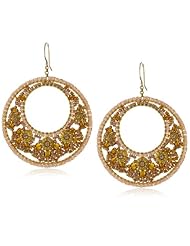 Miguel Ases Brown Garnet-Color Bead 14k Gold Filled Floral Centric Earrings