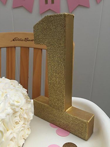 Gold Glitter number photo prop. first birthday