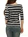 Allegra K Women's Elbow Sleeves Top Round Neck Slim Fit Tee Casual Printed T-Shirt X-Large Black