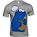 KR�MELMONSTER Nomster Cookie Monster SESAMSTRASSE Herren T-Shirt Gr. L - NOM NOM NOM - GRAU MELIERT