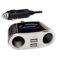 BESTEK® シガーソケット 車載電源充電器 2連増設ソケット分配 カーチャージャー USB2ポート搭載 12V/24V車対応 合計消費電力 150W 　MRS152UV (ブルーLEDランプ搭載)