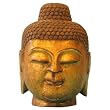 Hand carved Stone Buddha Head Statue With Gold Leaf