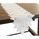 Xia Home Fashions Victorian Lace Embroidered Cutwork Table Runner, 15 by 54-Inch, Ivory