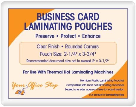 5 MIL Business Card Laminating Pouches (2-1/4" x 3-3/4") 100 Pack